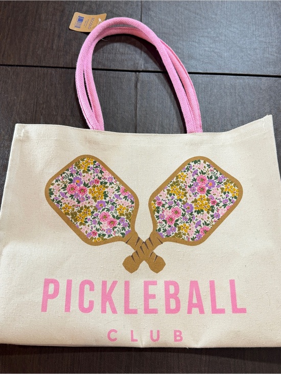 Eccolo Handbags - Eccolo Pickleball Club Tote Canvas Bag Pink Handles. Large NWT